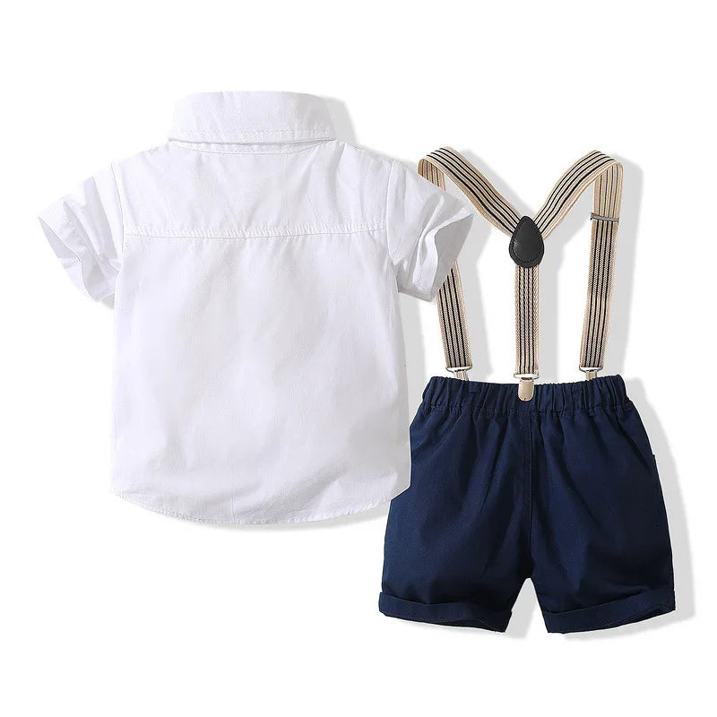 Kids Boys Formal Birthday Outfit Suit Toddler Gentleman Wedding White Shirt 1-7 Years Baby Pants Boys Ceremony Outfits