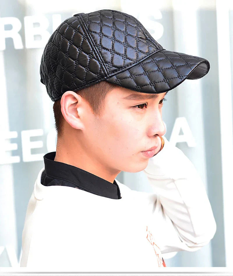 2026  Spring Genuine Sheepskin Leather 55-61CM Black Baseball Caps For Man Casual Street Gf Gorras Dad Hat