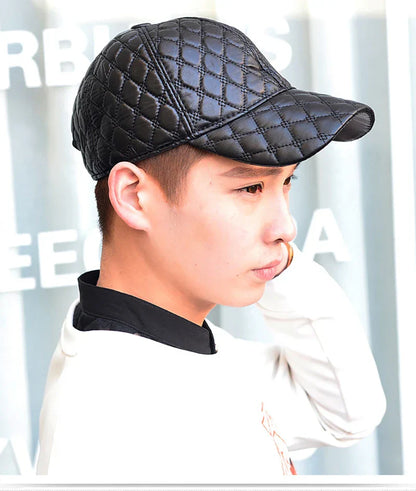 2026  Spring Genuine Sheepskin Leather 55-61CM Black Baseball Caps For Man Casual Street Gf Gorras Dad Hat
