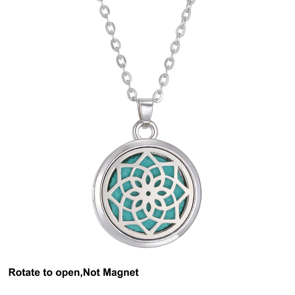 New Tree Of Life Aromatherapy Necklace Stainless Steel Essential Oil Diffuser Amulet Perfume Locket Pendant Women Jewelry Gift