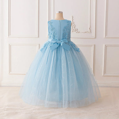 Summer Flower Baptism Bridesmaids Girls Dress Tulle Wedding Birthday Princess Party Dress Girls Graduation Evening Kids Clothing