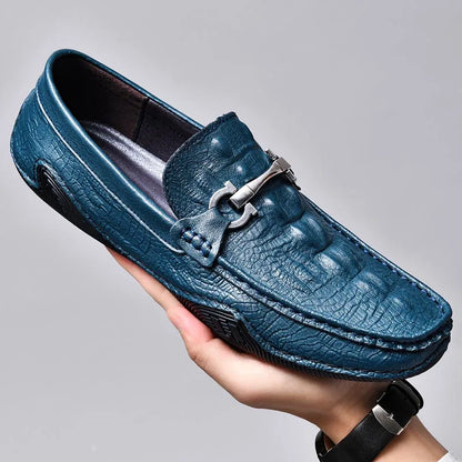 Blue Slip On Loafers Genuine Leather Casual Shoes Men Luxury Brand Designer Men's Moccasins Mocassin Homme Sales Discount