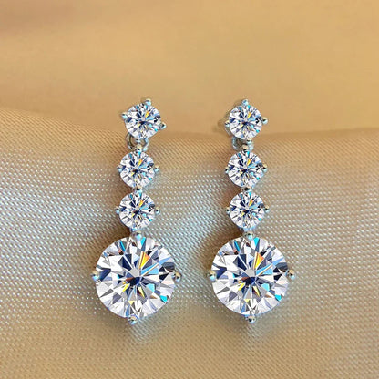 S925 Silver Moissanite Drop Earrings For Women 2.6 Carat Real Moissanite Lab Diamond Engagement Wedding Fine Jewelry Gift