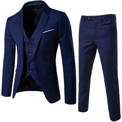Men's 3 Piece Suit Notch Lapel Business Casual Wedding Groom Formal Wear Summer