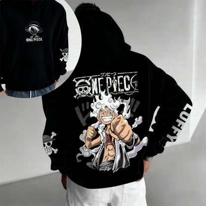 Autumn/Winter Japanese Hot Blood Anime Classic Luffy 5th Grade Hoodie for Men and Women, Casual and Comfortable Top