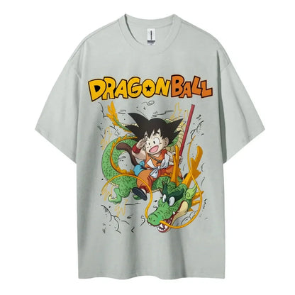2026 Summer Dragon Ball Oversized T-shirt High Quality 100% Cotton Kid Goku & Shenron Print Unisex Retro Casual  Adults Kids