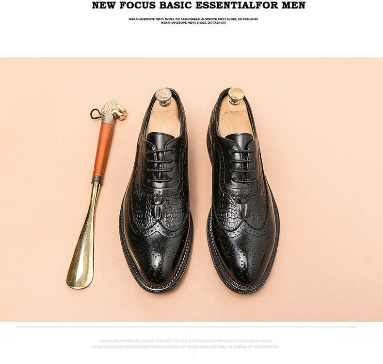 Men Suit Casual Shoes Luxury Men Brogue Dress Shoes Formal Business Leather Shoes Men Brown Wedding Italian Banquet Shoe Size 46