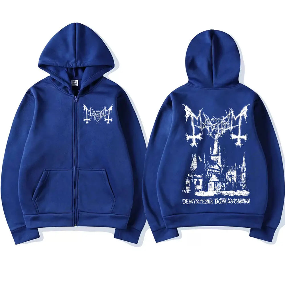 Mayhem De Mysteriis Dom Sathanas Album Zipper Hoodies Death Metal Gothic Zip Up Hoodie Men Women Oversized Fleece Hoody Jacket