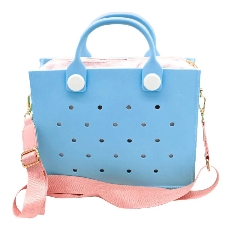 Large Leather Shoulder Bag Handbag Tote Bag Storage for Women Casual Waterproof Beach Bag Hole Fit Charm Fashion Storage Bag