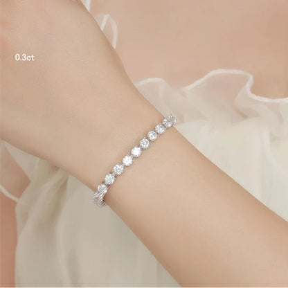 3 Claw 2.5/3mm Full D Color Moissanite Diamond Tennis Bracelet Hidden Buckle for Women Man 925 Silver Link Chain Bracelets