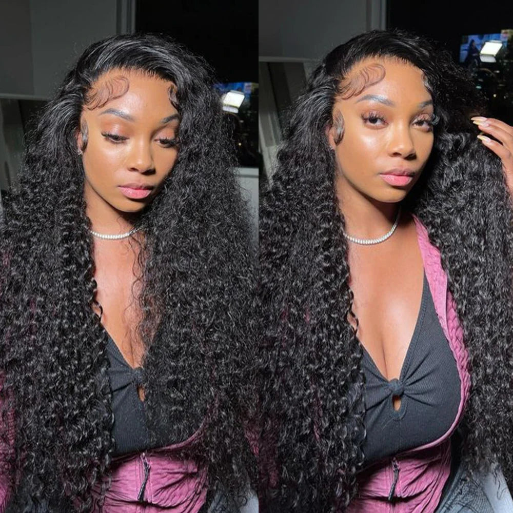 250% High Density 40 46inch Curly Wigs Raw Human Hair 13x4 13x6 HD Lace Frontal Wigs Human Hair Deep Wave Frontal Wigs on Clearance Sale Cheap Wig Pre Plucked with Baby Hair Original Vietnamese Wigs Wet and Wavy Water Wave La