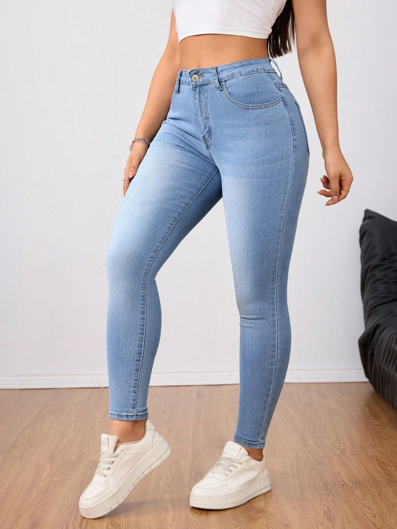 Women's Light Blue Stretch Denim Skinny Pants