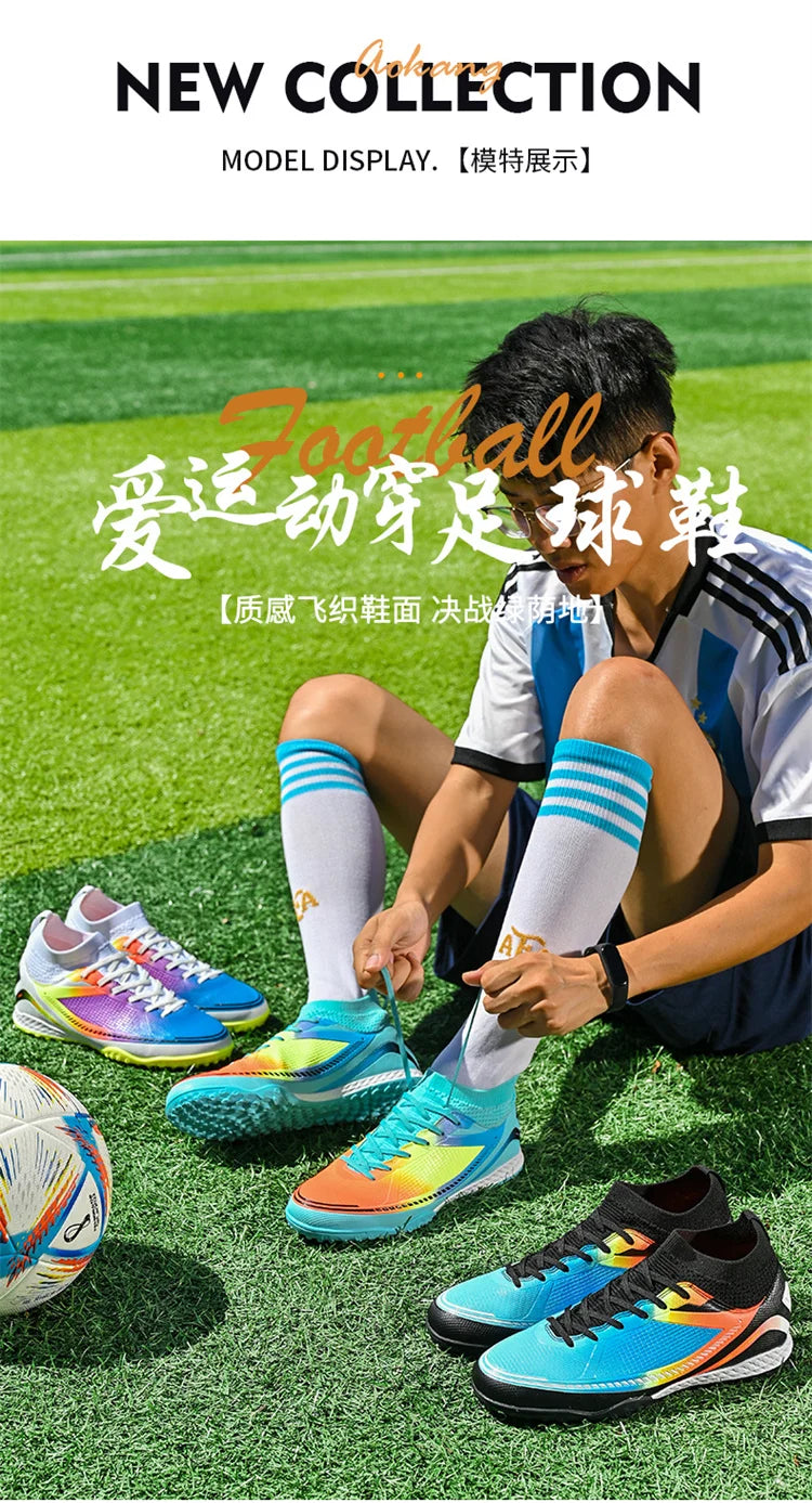 Mens Soccer Shoes TF/FG High Ankle Football Boots Kids Women Outdoor Sports Shoes Multicolor Training Match Athletic Sneakers
