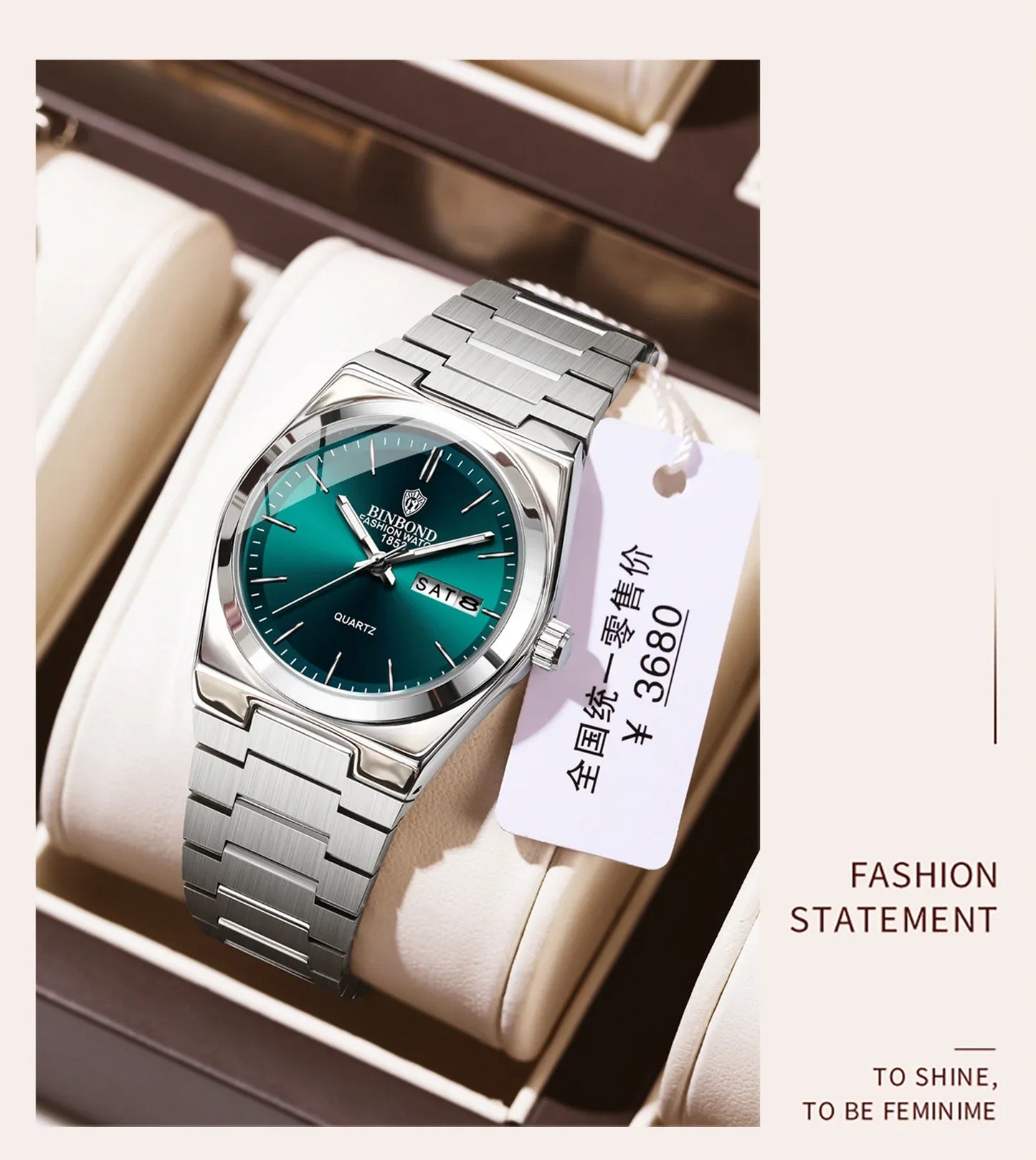 103 Business Women's Quartz Watch Waterproof Double Calendar Night Light Non Mechanical Ultra Thin Women's Quartz Watch