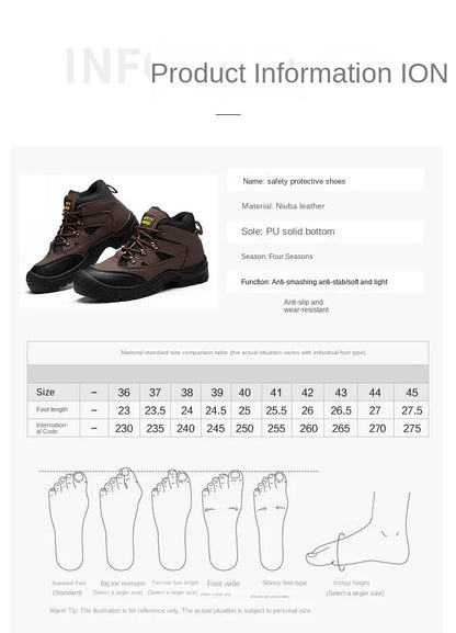 Lightweight Men Safety Botas Men Work Safety Shoes Anti-puncture Steel Toe Cap Non Slip Work Sneakers Male Indestructible  Boots