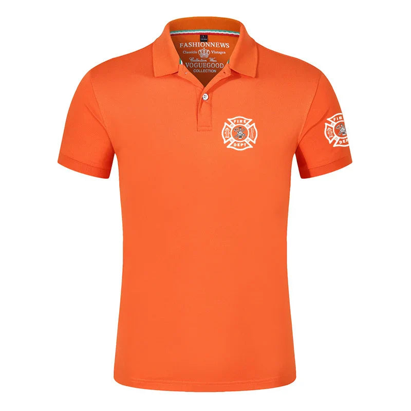 Firefighter Rescue Team Printing Fashion 2023 New Men's Summer Solid Color Short Sleeves Comfortable T-Shirts Polo Shirt Tops