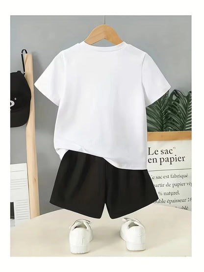 Number 67 Six Seven  2-Piece Set, Holographic Cool and stylish Print T-Shirt + Shorts, Casual Summer Outfit for Boys & Girls