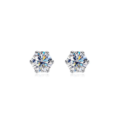 100% 925 Sterling Silver 0.2-2 Carat D Color Moissanite Diamond Stud Earrings For Women Sparkling Wedding Fine Jewelry