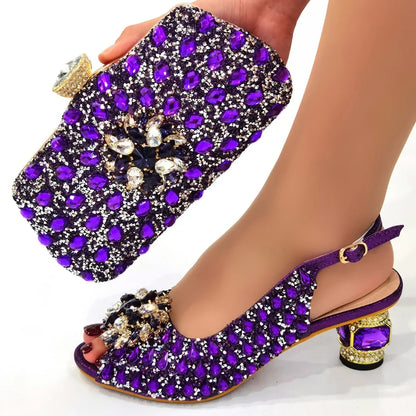 Silver Color Nigerian Women's Shoes and Bags Party  African Fashion Shoes and Bags Wedding Shoes and Bags