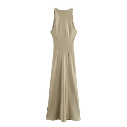 Satin Ruched Long Dresses for Women Sleeveless Summer Dress Woman off Shoulder Party Womens Dresses Beach Female Dress