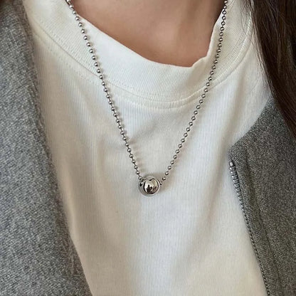 Stainless Steel Silver Color Beaded Necklaces for Women Fashion Metal Pull Long Snake Bone Chain Necklaces Jewelry Party Gifts