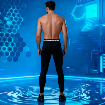 Men's Compression Leggings High Elastic Quick Dry Breathable Sports Base Layer for Gym Running Basketball Workout
