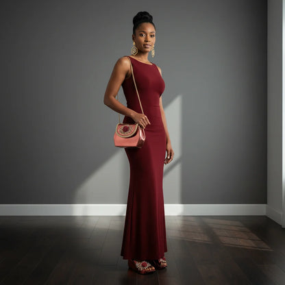 2026 Newest INS Style Wine Color Elegant Women Heels Nigeria Popular Designer African Ladies Shoes And Bag Set for Wedding