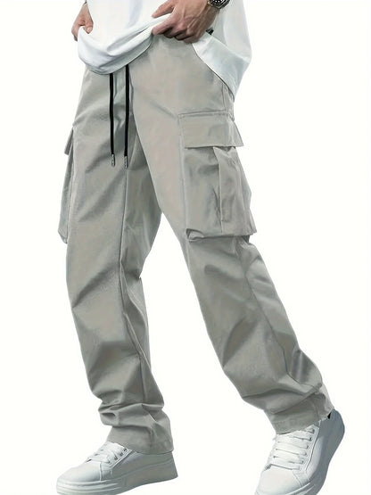 2024 Amazon Summer New Men's Work Pants European and American Independent Station Drawstring Multi Pocket Casual Pants