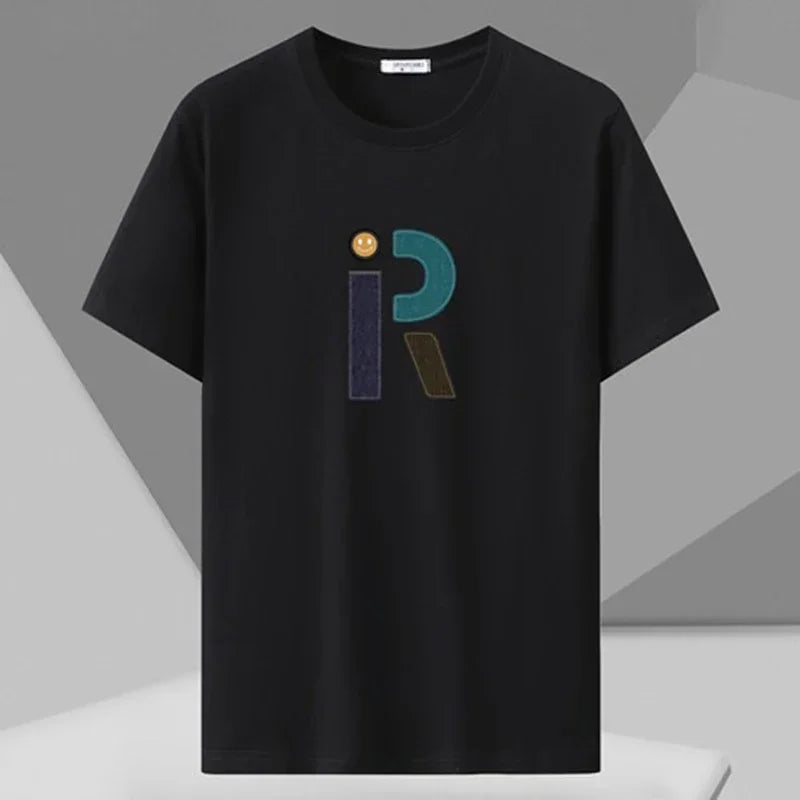 Men's Printed T-shirt Plus Size Black Tops 110-180kg 5XL 6XL 7XL 100% Cotton Loose Oversized Tees Big Size Men Clothing 티셔츠