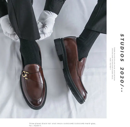 Men's Leather Loafers Slip On Office Casual Business Leather Shoes For Men Wedding Oxford Shoes Male Party Formal Derby Shoe Man