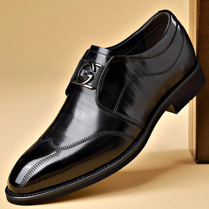 Luxury Party Shoes for Men Slip on Formal Dress Shoes for Men Pointed Toe Black PU Leather Casual Business Shoes Office Wedding