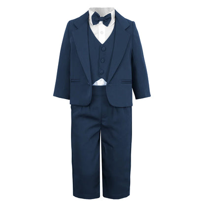 Baby Boy Suit Set Wedding Infant Formal Outfit Toddler Ring Bearer Tuxedo Children Birthday Ceremony Performance Costume 4PCS
