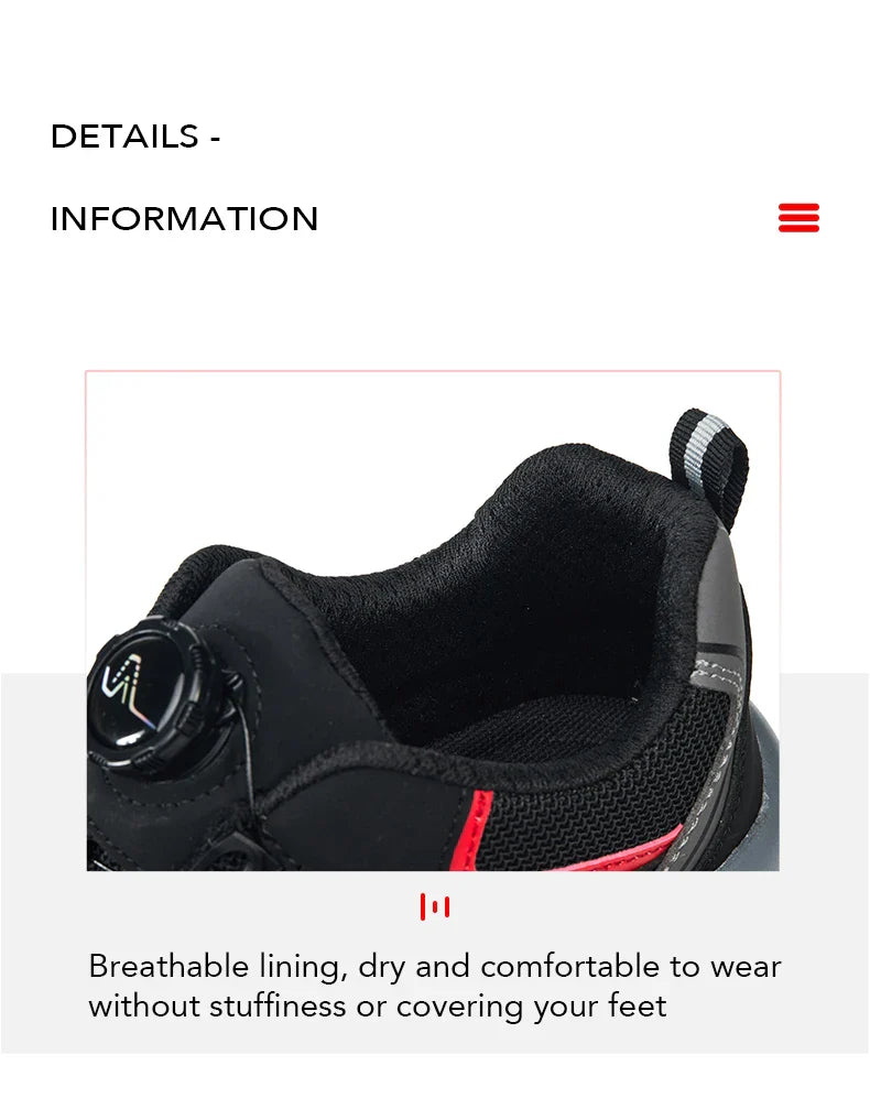 Men's Work Safety Boots Steel Toe Shoes Indestructible Shoes Puncture-Proof Work Boots Kevlar fabric Rotating Button Shoes