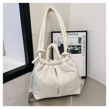 Women's Casual Single-shoulder Bag Large Capacity Nylon Backpack Women's Down Cotton Winter Tote Bag Portable Makeup Handbag