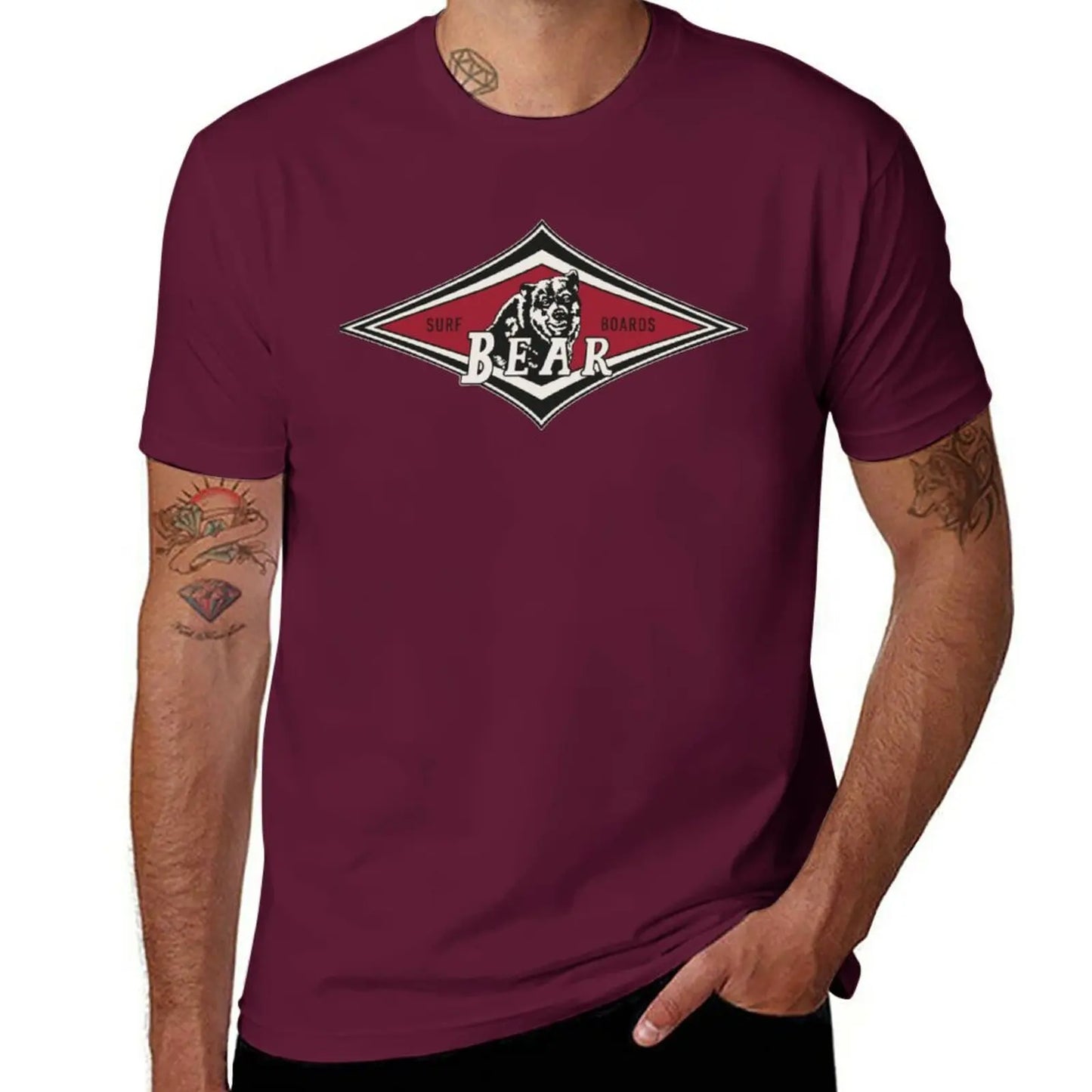 New Vintage Surfing Bear Big Wednesday cult Surfboard surf logo diamond retro T shirt T-Shirt T-Shirt