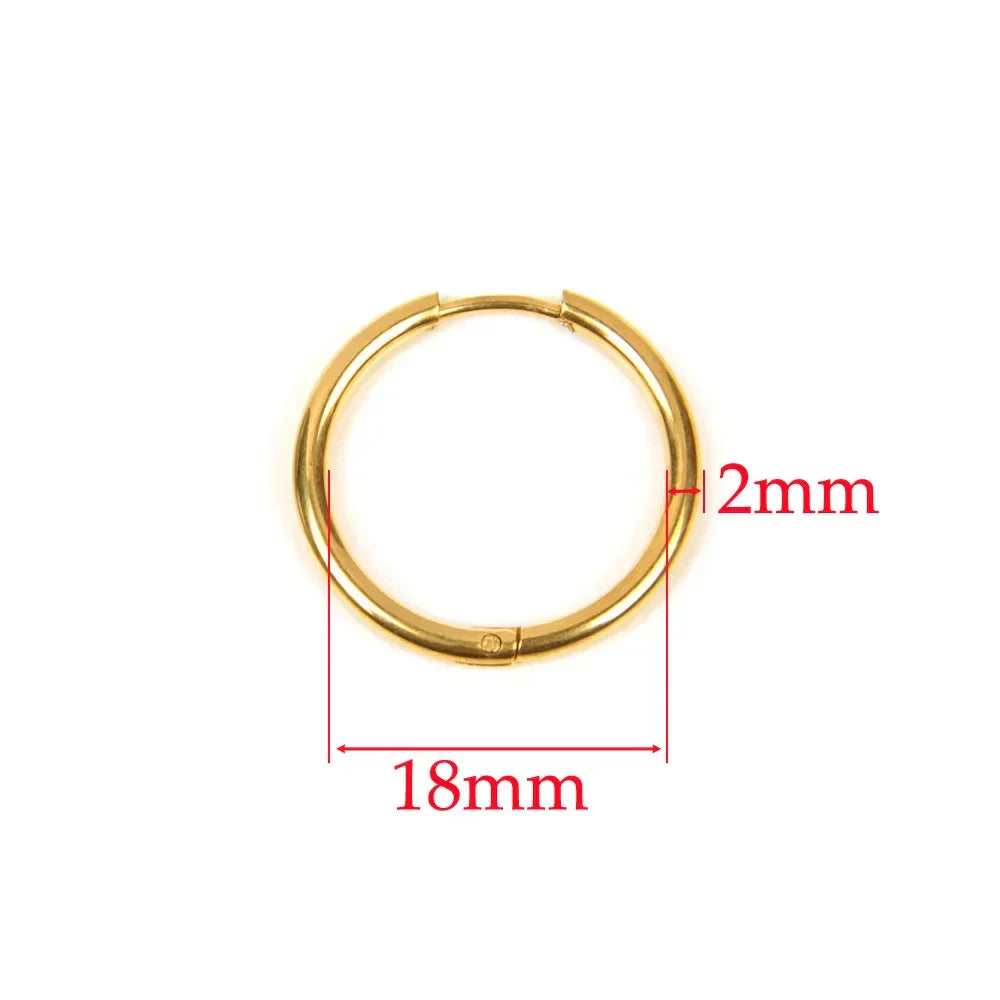 10pcs 316L Stainless Steel Hoop Earrings Women Men Punk Hiphop Circular Ear Buckle Ring Jewelry Gold Color Accessories Wholesale