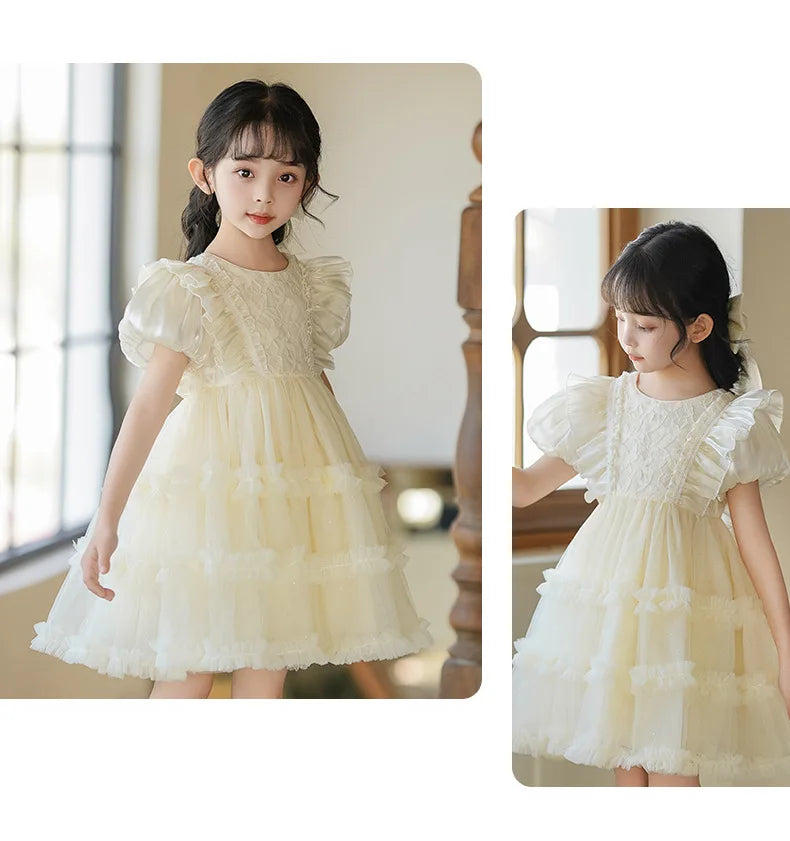 Girls' Princess Dress Summer New Style Little Girl Birthday Dress Dress Fashionable Children's Lolita Dress Short-Sleeved Dress