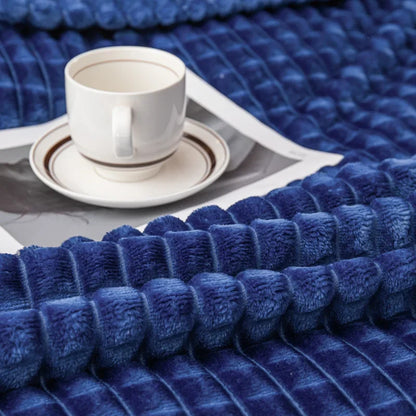 Blue Milk Velvet Blanket All Season Warm Air Conditioning Blankets Soft Fleece Comfortable Throw Blanket for Office Sofa Camping