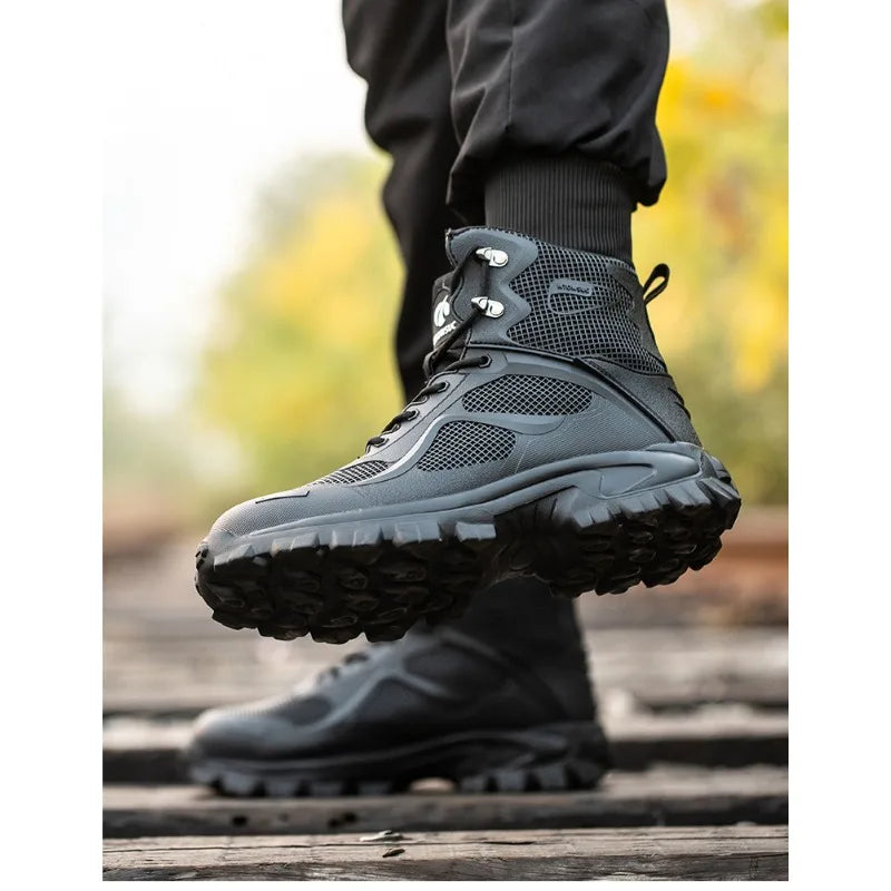 High Top Safety Shoes with Steel Toe Caps Anti-Smashing & Anti-Piercing Wear-Resistant Anti-Slip Labor Protection Footwear
