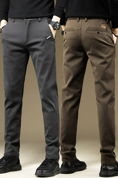 Men's Pants Casual Cotton Solid Color Spring Autumn Straight Business Work Pants High Quality Fashion Black Grey Trousers