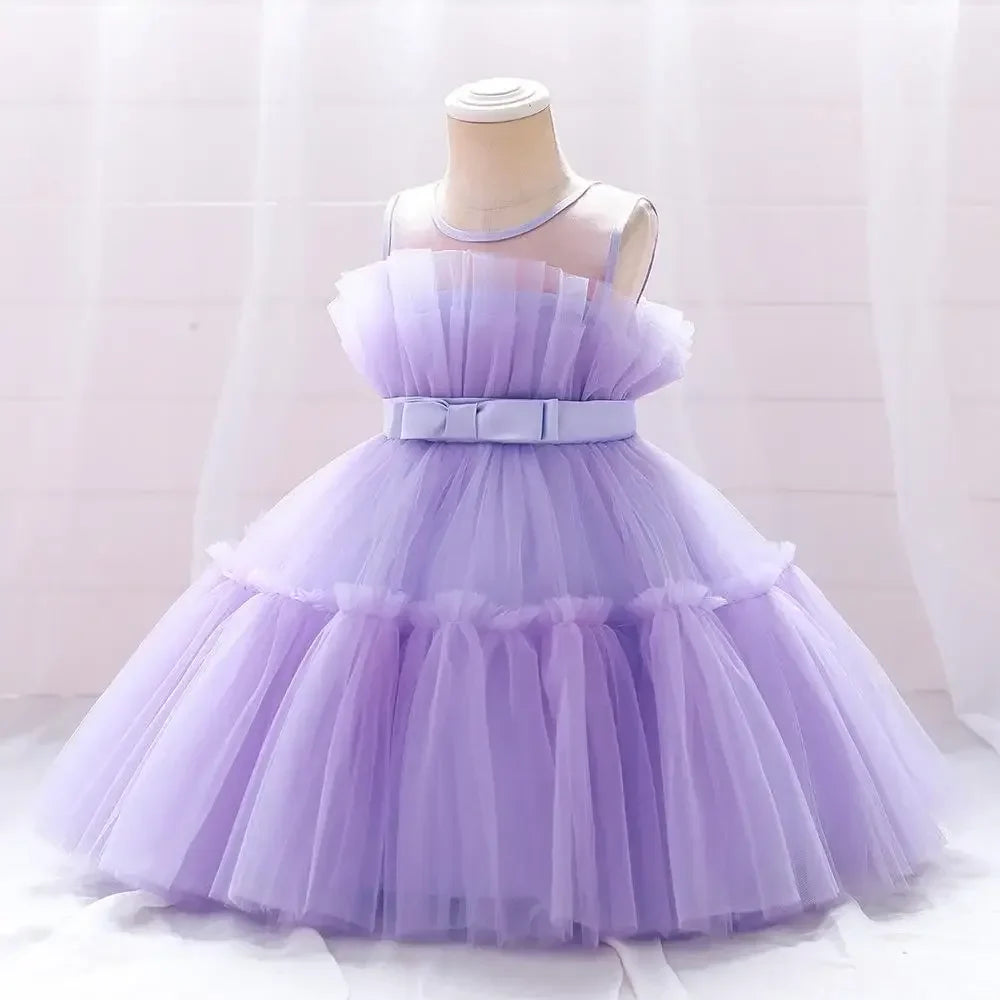 Baby Yellow Dress For Girls Kids Wedding Bridesmaid Dresses Toddler Tulle Birthday Princess Party Dress Infant Outfits Vestidos
