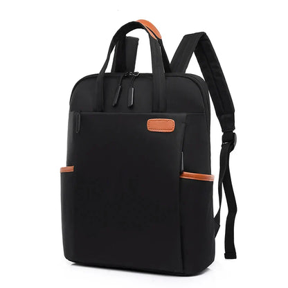 Laptop backpack with multiple pockets, adjustable shoulder straps, zipper closure, multi-purpose, school backpack