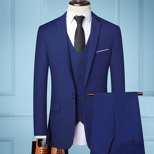 The New Store Offers Discounted Prices  Casual Formal Business Men's Fashionable Gentleman Solid Color All-season Fitted Suit