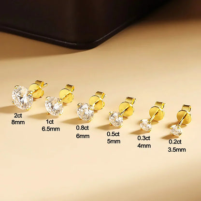 0.2-5ct Moissanite Stud Earring for Women Men Round D Color Diamond 925 Sterling Silver 18K Gold Plated Jewelry with Certificate