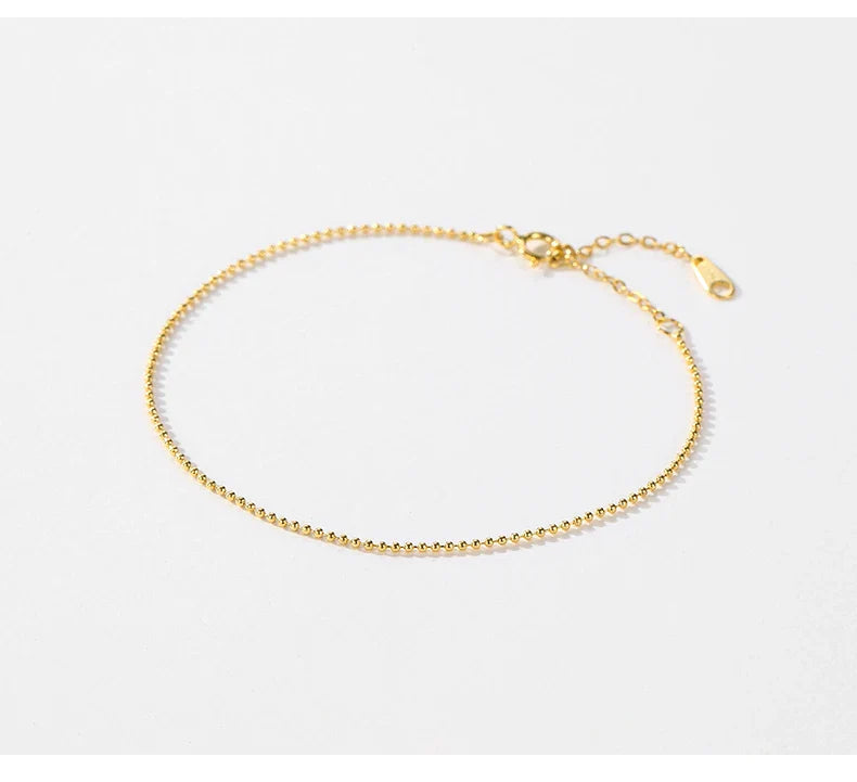 925 Sterling Silver Simple Tiny Thin Beads Stackable Adjustable Bracelets Valentine's Day Gift For Women Fine Jewelry