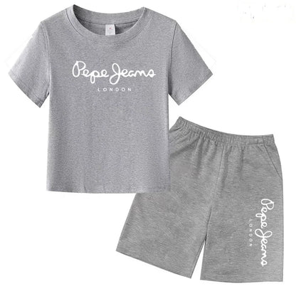 Kids Summer T-shirt Boys Girls Toddler Clothes Charming Letter Print 3-12Y Short Sleevd + Shorts Sports Brand Fashion Casual Set