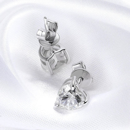 1CT 2CT 4CT Heart Cut Moissanite Stud Earrings for Women Luxury Quality Lab Diamond S925 Sterling Silver Bride Jewelry
