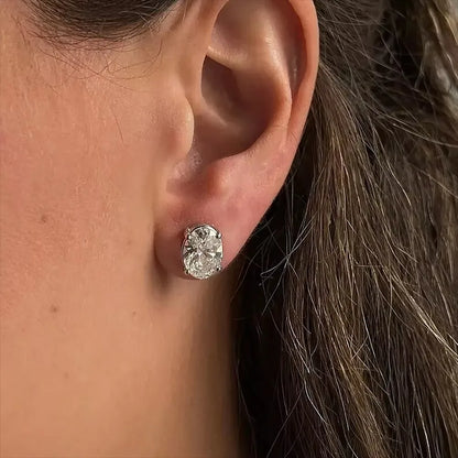3carat Oval Cut Moissanite Solitaire Diamond Stud Earrings for Women Men 925 Sterling Silver Plated 18k Yellow Gold Ear Studs