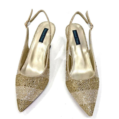 Pointed-Toe Luxury Style High Heels Sandal With Bag Set in Gold Color For Wedding Party Women