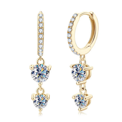 1.6cttw Moissanite Drop Earrings for Women Gold Color S925 Sterling Silver Earring Girls Luxury Gift Wholesale Jewelry